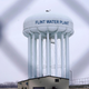 The Flint water plant tower in Flint, Michigan.